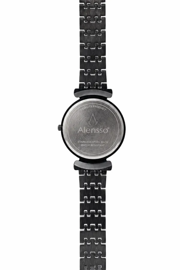 Alensso Signora A129 Women’s Analog Watch Classic Black Dial & Black Metal Chain Strap