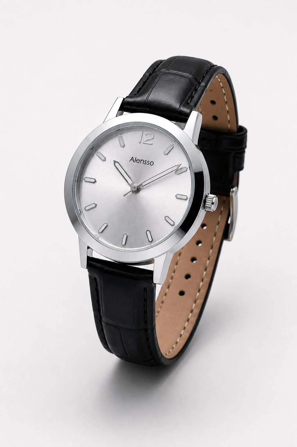 Alensso Signora A150 Women’s Analog Watch White Dial & Black Leather Strap