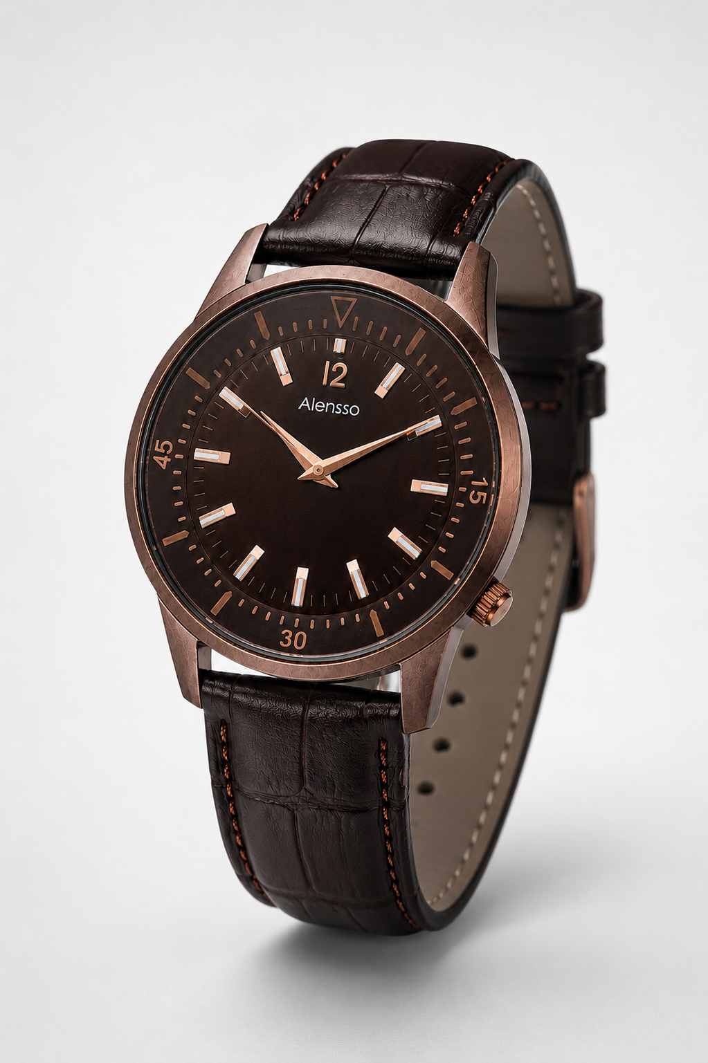 Alensso Sahib Series A151 Men’s Quartz Watch Coffee Dial & Coffee Leather Strap