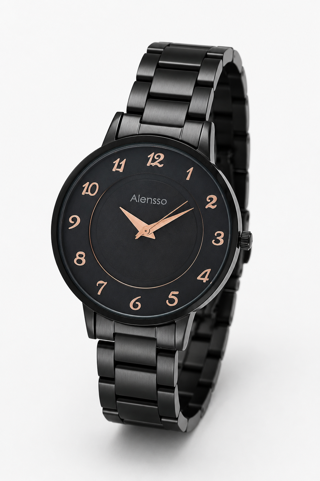 Alensso Sahib Series A138 Men’s Analog Watch Black Dial & Black Chain Strap